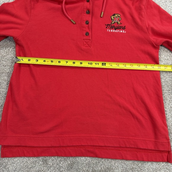 Champion Maryland Terrapins Hoodie L‎ Pullover College Logo Red Fleece Womens - Picture 6 of 8
